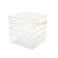 Martha Stewart Kerry Plastic Stackable Office Desk Drawer Organizer, Clear/Gold, 4/Set (BEPB9049G4CG