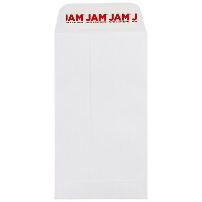 JAM PAPER Self Seal #6 Coin Business Envelopes, 3 3/8 x 6, White, 100/Pack (356838557D)