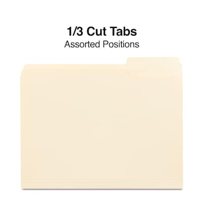 Staples® File Folders, 1/3 Cut Tab, Letter Size, Manila, 100/Box (TR56675)