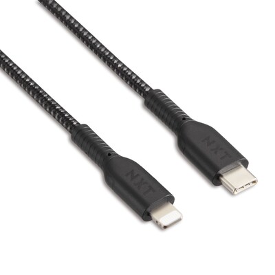 NXT Technologies™ 4 Ft. Braided USB-C to Lightning Cable for iPhone/iPad/iPod touch, Black (LBA020-4BKST)