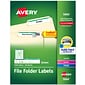 Avery TrueBlock Laser/Inkjet File Folder Labels, 2/3" x 3 7/16", Green, 1500 Labels Per Pack (5866)