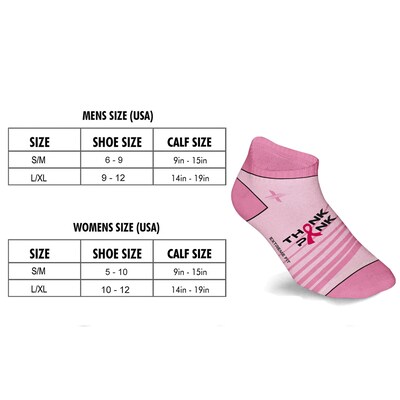 Extreme Fit Breast Cancer Awareness Compression Socks, Large/XL, 6 Pairs/Pack (EF-6LEYACS-L)