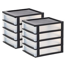 Iris 4-Drawer Desktop Unit, Black/Translucent White, 2/Pack (587019)