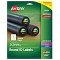 Avery Laser/Inkjet Identification Labels, 1 5/8 Dia., Glossy Clear, 20/Sheet, 25 Sheets/Pack (6582)