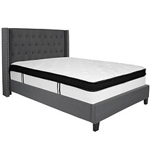 Flash Furniture Riverdale Tufted Upholstered Platform Bed in Dark Gray Fabric with Memory Foam Mattr