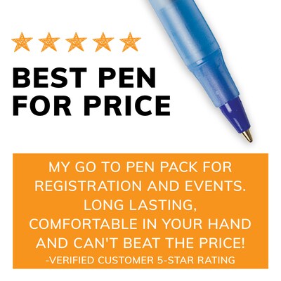 BIC Round Stic Xtra Life Ballpoint Pen, Medium Point, Blue Ink, 144/Pack (GSM144AZ-BLU)