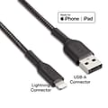 NXT Technologies™ 6 Ft. Braided Lightning to USB Cable, Black (NX60464)