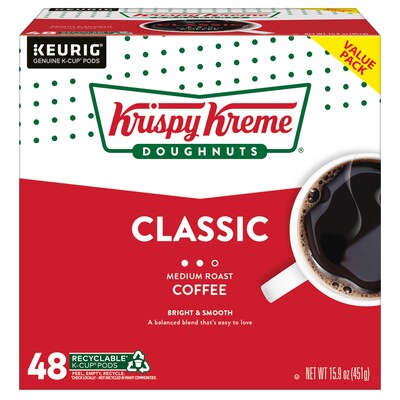Krispy Kreme Classic Coffee Keurig® K-Cup® Pods, Medium Roast, 48/Box (373163)