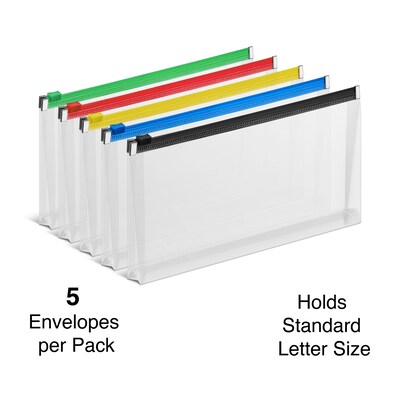 Staples Plastic File Pocket, Check Size, Assorted Colors, 5/Pack (TR51840)