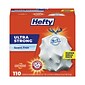 Hefty® Ultra Strong Tall Kitchen and Trash Bags, 13 gal, 0.9 mil, 23.75" x 24.88", White, 110 Bags/Box, 3 Boxes/Carton