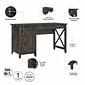 Bush Furniture Key West 54"W Computer Desk with File Cabinet and Bookcase, Dark Gray Hickory (KWS009GH)