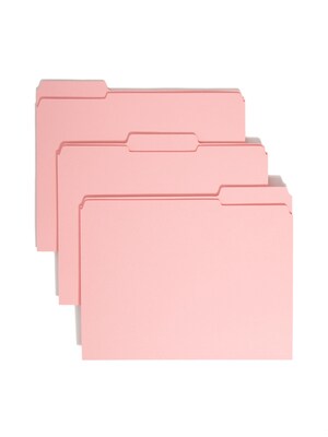 Smead Reinforced Top Tab Colored File Folders, Letter, Pink, 100/Box (12634)