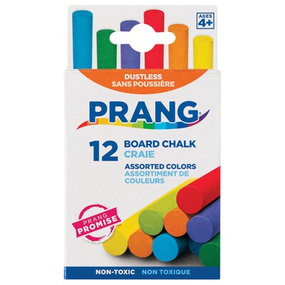 Prang Board Chalk, Assorted Colors, 12/Box (61400)