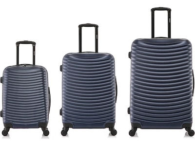 DUKAP Adly 3-Piece Hardside Spinner Luggage Set, Navy Blue (DKADLSML-BLU)