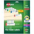 Avery Extra Large Laser/Inkjet File Folder Labels, 15/16 x 3 7/16, Assorted Colors, 18/Sheet, 25 S