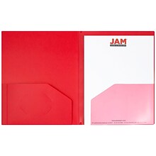 JAM Paper® Heavy Duty Plastic Multi-Pocket Folders, 4 Pocket Organizer, Red, Bulk 72/Pack (389MP4rea