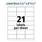 Avery Address Labels for Copiers, 1-1/2" x 2-13/16", White, 21 Labels/Sheet, 100 Sheets/Box (5360)