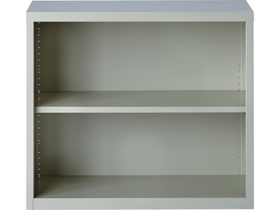 Hirsh HL8000 Series 30H 2-Shelf Bookcase with Adjustable Shelf, Light Gray Steel (21988)