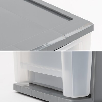 Iris Stackable Plastic Storage Bin with Drawer, Gray (500223)