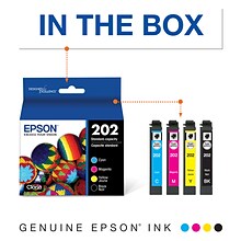 Epson T202 Black/Cyan/Magenta/Yellow Standard Yield Ink Cartridge, 4/Pack   (T202120-BCS)