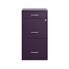 Space Solutions SOHO Organizer 3-Drawer Vertical File Cabinet, Letter Size, Lockable, Midnight Purpl