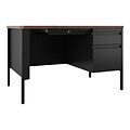 Hirsh 48W Single-Pedestal Teachers Desk, Black/Walnut (22642)