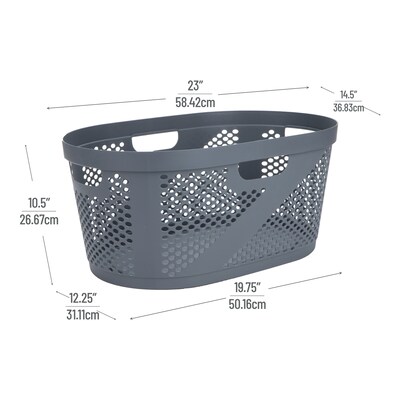 Mind Reader 10.57-Gallon Laundry Basket with Handles, Plastic, Gray (HHAMP40-GRY)