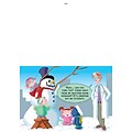 Snowman creeping Dr out with kids - 7 x 10 scored for folding to 7 x 5, 25 cards w/A7 envelopes per
