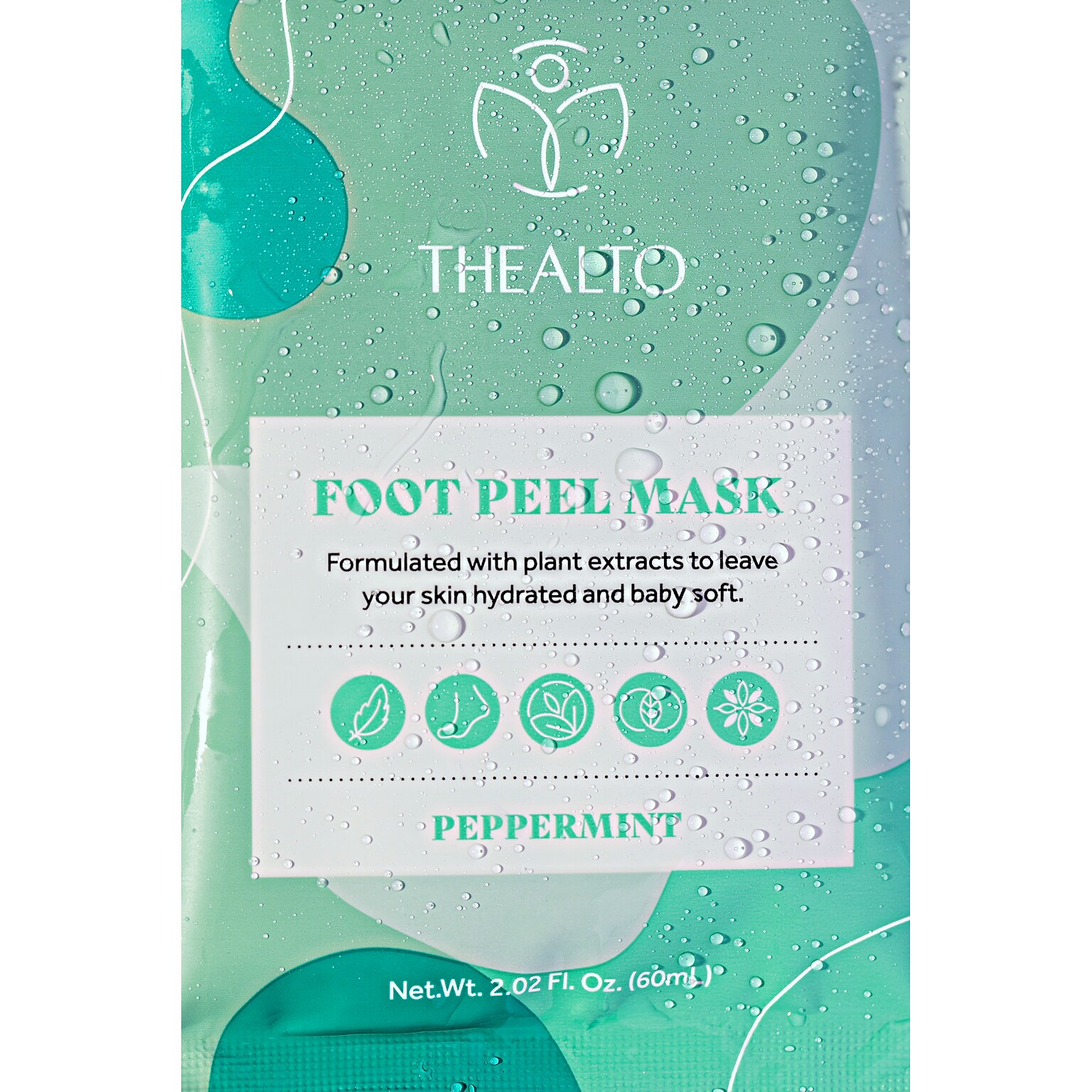 Thealto Peppermint Foot Peel, 10.14 oz., 5/Pack (BTN100004)