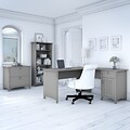 Bush Furniture Salinas 60W L Shaped Desk with Lateral File Cabinet and 5 Shelf Bookcase, Cape Cod G
