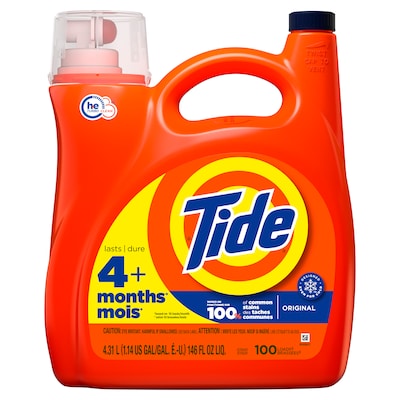 Tide HE Liquid Laundry Detergent, Original, 100 loads, 146 fl oz (60554)