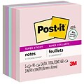 Post-it Recycled Super Sticky Notes, 3 x 3, Wanderlust Pastels Collection, 90 Sheet/Pad, 5 Pads/Pack (654-5SSNRP)