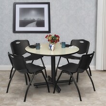 Regency 42-inch Round Laminate Maple Table with 4 M Stacker Chairs, Black (TKB42RNDPL47BK)
