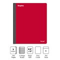 Staples Premium 3-Subject Notebook, 8.5 x 11, College Ruled, 150 Sheets, Red (ST58332)