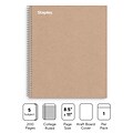 Staples Premium 5-Subject Notebook, 8.5 x 11, College Ruled, 200 Sheets, Brown (TR52122)