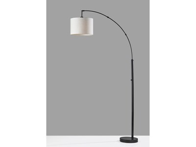 Adesso Bowery 73.5" Black Marble Floor Lamp with Drum Taupe Shade (4249-01)