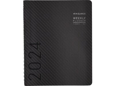 2024 AT-A-GLANCE Contemporary 8.25 x 11 Weekly & Monthly Planner, Faux Leather Cover, Charcoal (70