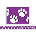 Purple With White Paw Prints Border Trim