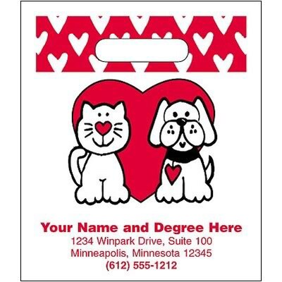 Medical Arts Press® Veterinary Personalized Small 2-Color Supply Bags; 7-1/2x9, Dog/Cat with a Hear
