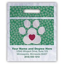 Medical Arts Press® Veterinary Personalized Small 2-Color Supply Bags; 7-1/2x9, Large Paw Print w/H
