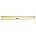 Beveled Wood Ruler with Single Brass Edge, 12, Clear Lacquer Finish