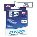 Dymo® D1 Series Label Tape; 1/2 x 23, Blue on White