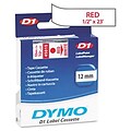Dymo® D1 Series Label Tape; 1/2 x 23, Red on White
