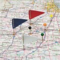 Plastic Head Triangular Map Flags, Steel 1 Point, Assorted Colors, 75 per Box