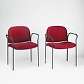 Multipurpose Stacking Arm Chairs, Olefin Fabric, Burgundy, Two/carton