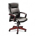 5000 Series Executive High-Back Swivel/Tilt Chair, Black Leather/Mahogany