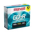 CD-R Discs, 700MB/80min, 48x, w/Slim Jewel Cases, Silver, 10/pack