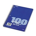 Mead® Spiral Bound Notebook 10-1/2x8; Wide Ruling, White, 100 Sheets/Pad, Punched