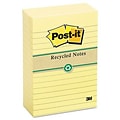 Post-It® Flat Notes in Canary Yellow; 4x6, Lined, Recycled