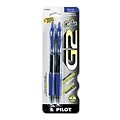 Pilot® G2 Retractable Gel Ink Pens; Fine Point, Blue Ink, 2/Pack